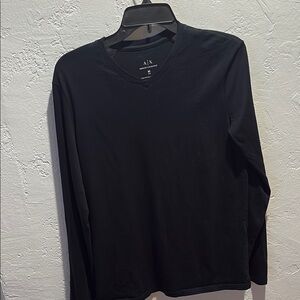 Armani Exchange Black Long Sleeve Tee Classic Crew Neck